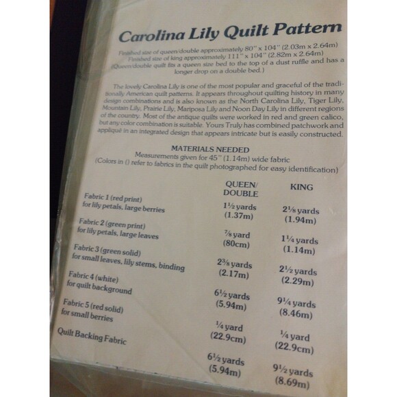 NEW Yours Truly Double, Queen, King Quilt Pattern "Carolina Lily" #3941 USA Made - Picture 2 of 2